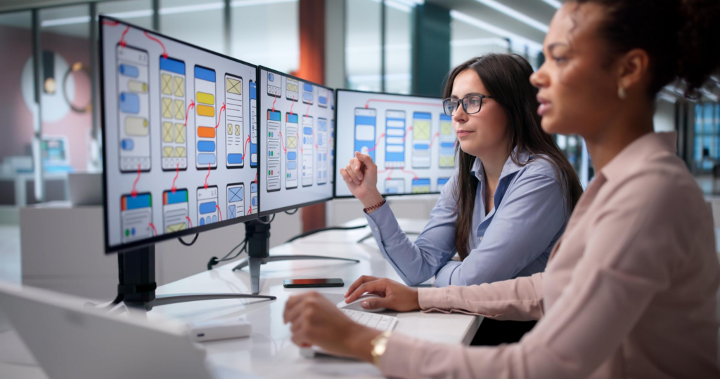 female developer creating user friendly app interface (1)